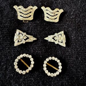 VINTAGE CRYSTAL/RHINESTONE SHOE & DRESS CLIPS 1920’s & 30’s, MINT CONDITION